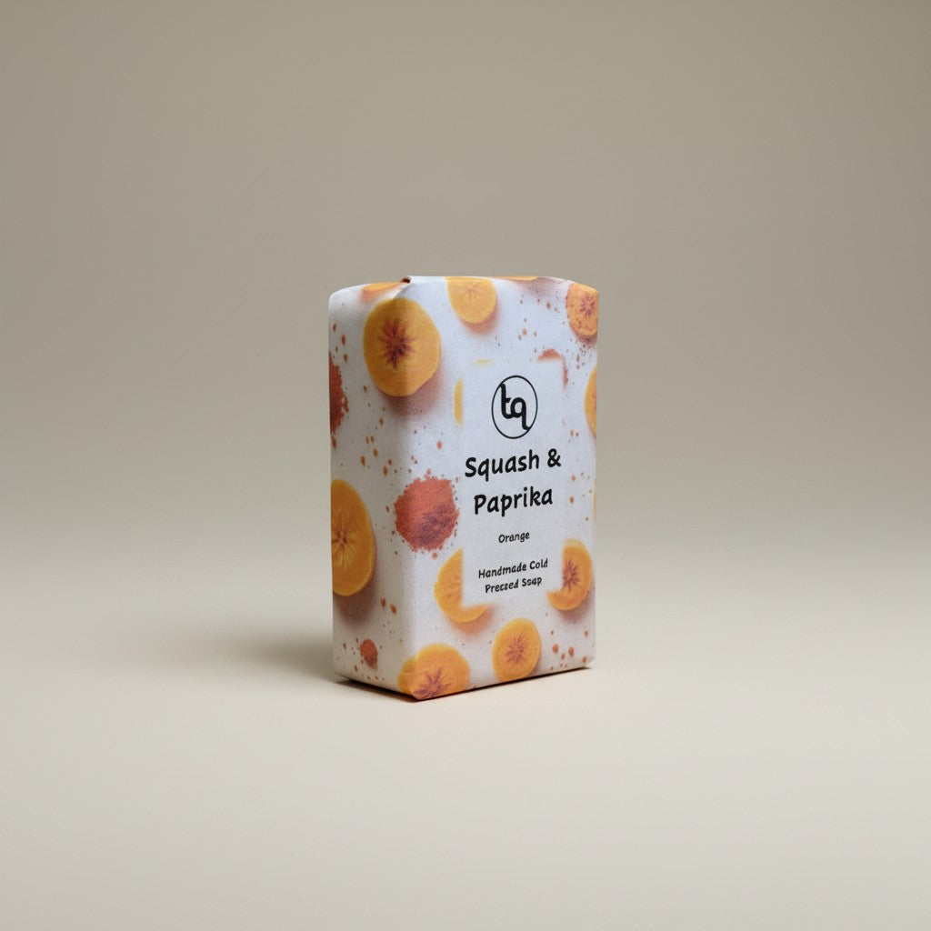 Truequest cold-pressed squash and paprika artisan soap bar