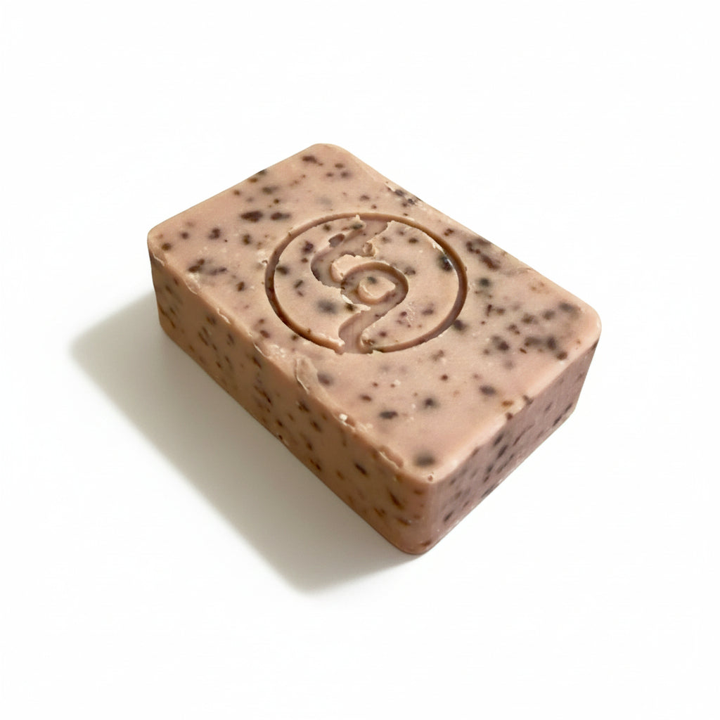 One bar of beetroot and thyme soap with Truequest logo on a white background
